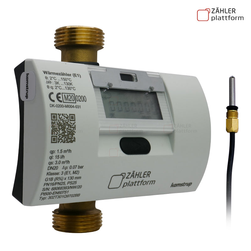 ZÄHLER plattform Ultraschall Wärmezähler MULTICAL® 303 Qn 1,5 m³/h, BL 130 mm Eichung 2025 inklusive Einbausatz 1"