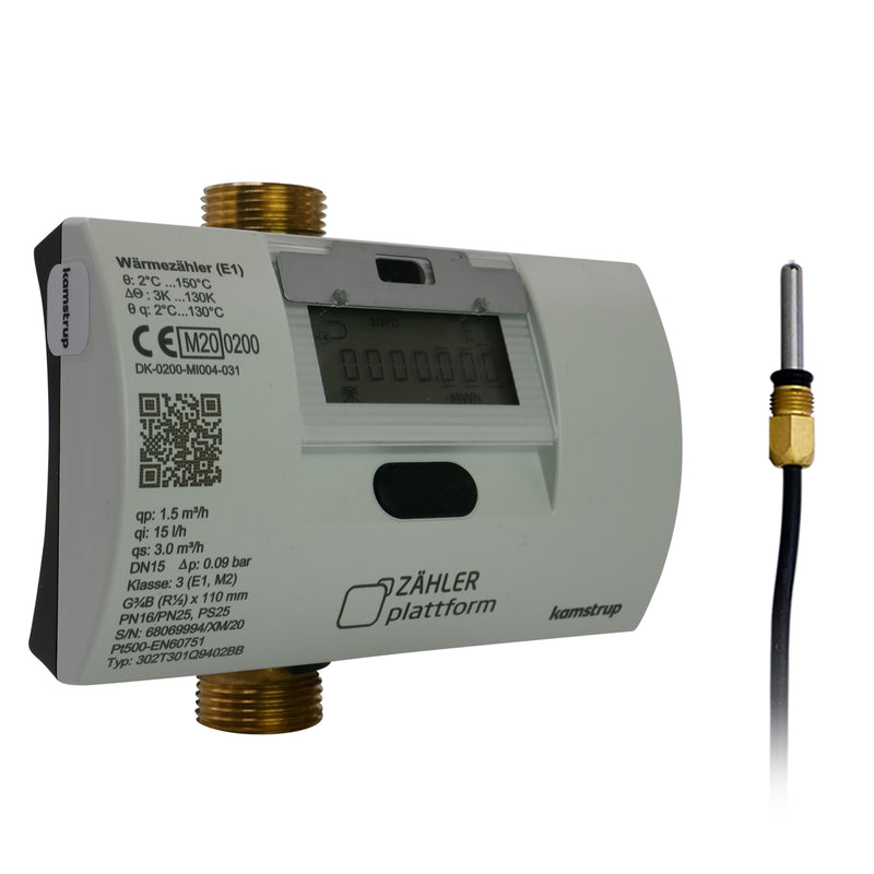 ZÄHLER plattform Ultraschall Wärmezähler MULTICAL® 303 Qn 1,5 m³/h, BL 110 mm Eichung 2025 inklusive Einbausatz 3/4"