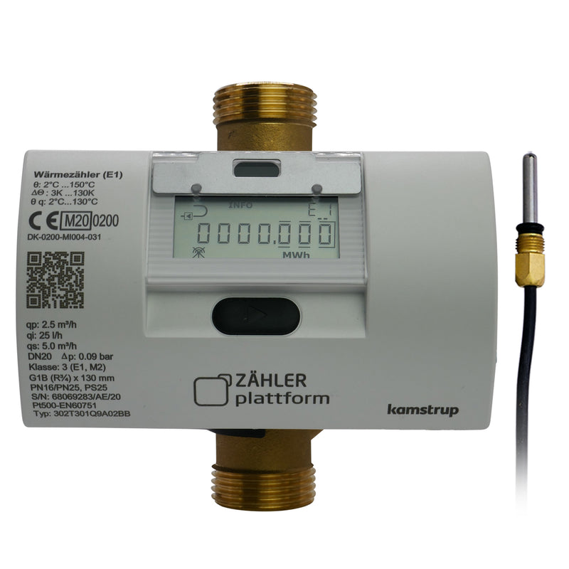 ZÄHLER plattform Ultraschall Wärmezähler MULTICAL® 303 Qn 2,5 m³/h, BL 130 mm Eichung 2025 inklusive Einbausatz 1"