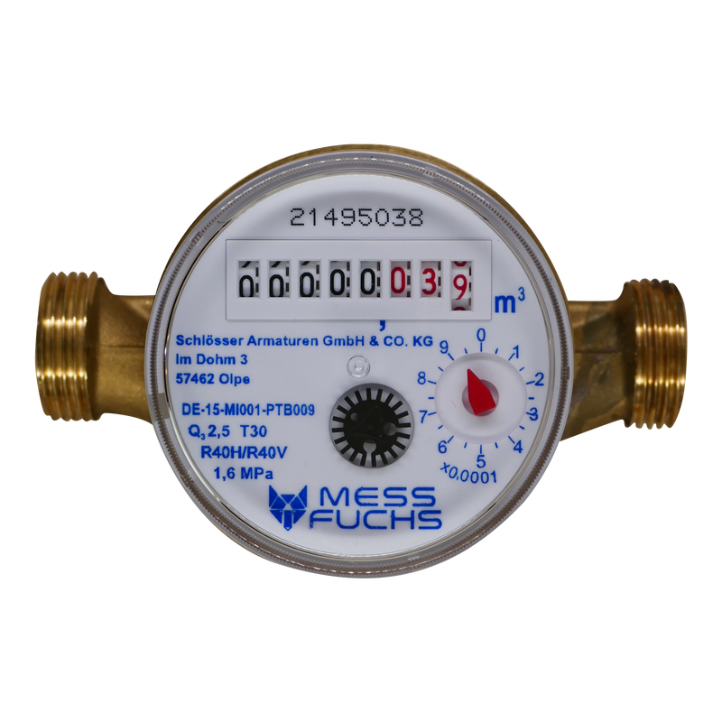 MESS FUCHS Zapfhahn Wasserzähler Set Premium Baulänge 110 mm Eichung 2024